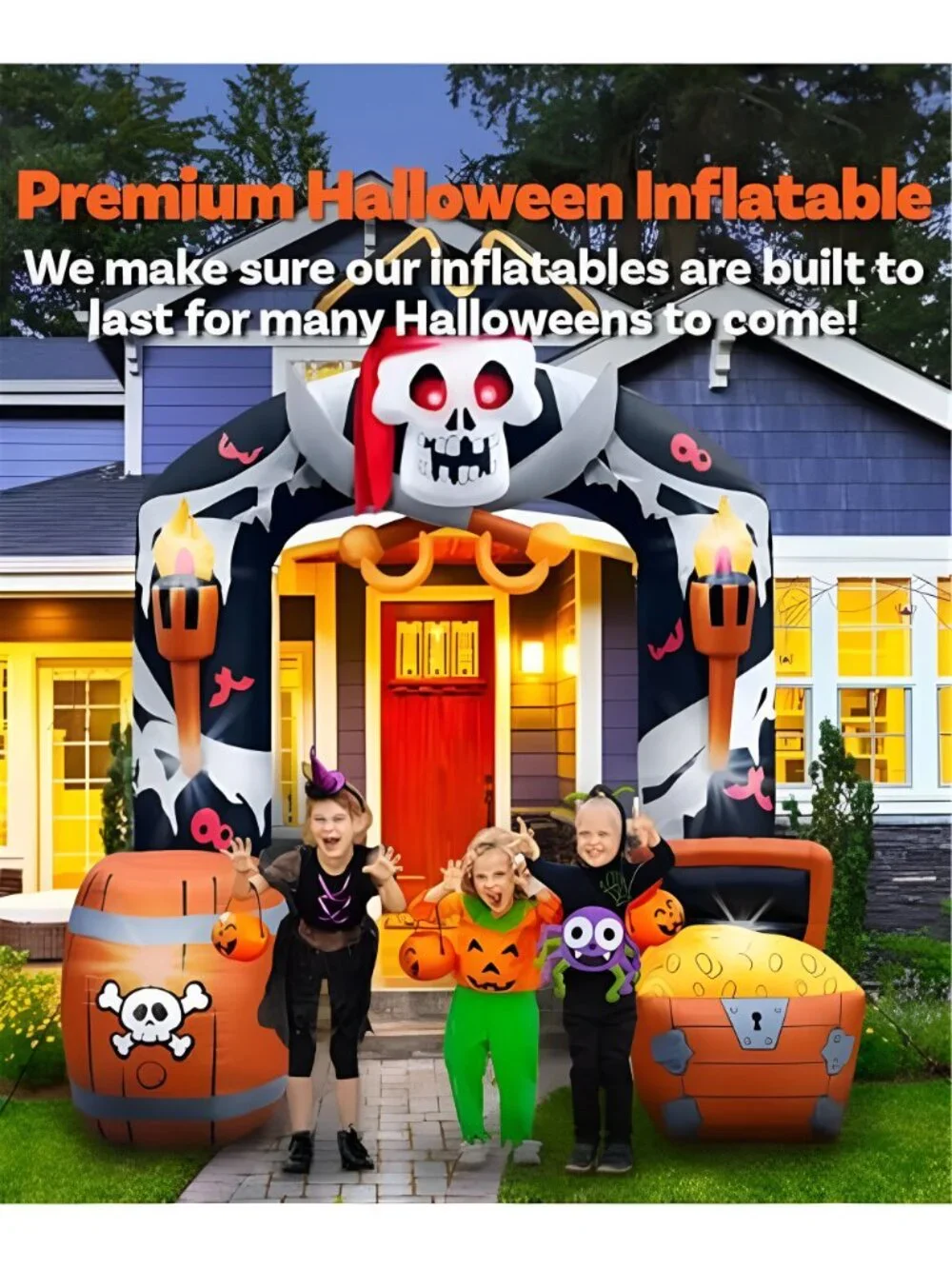 9.5FT Halloween Inflatables Pirate Skull Archway Outdoor Decoration